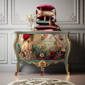 Dame met een Parasol, Vogel, Bloemen & Lantaarns A Tissuepapier