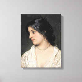 Dame met een parel Ketting (door Eugene de Blaas) Canvas Afdruk