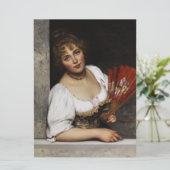 Dame met een rode fan kaart (Staand voorkant)