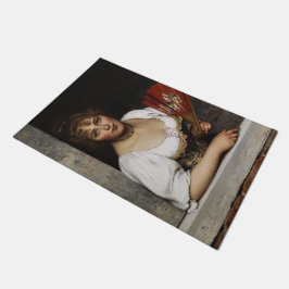 Dame met een rode waaier (van Eugene de Blaas) Deurmat