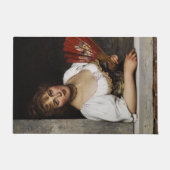 Dame met een rode waaier (van Eugene de Blaas) Deurmat (Voorkant)