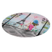 Dame met een roze ballon snijraad I Love Paris Snijplank (Hoek)