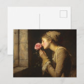 dame met een roze rozenschildering briefkaart (Voorkant / Achterkant)