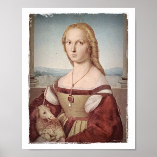 Dame met een Unicorn Poster (Voorkant)