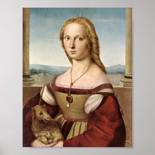 Dame met een Unicorn van Raphael Canvas Print (Voorkant)