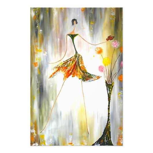 Dame met een vlinder foto afdruk (Voorkant)