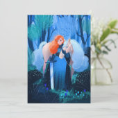 Dame met een zwaard en een witte paard kaart (Staand voorkant)