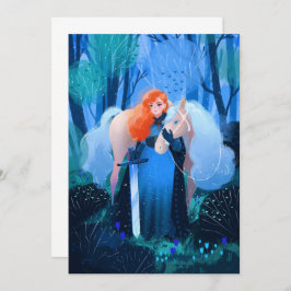 Dame met een zwaard en een witte paard kaart