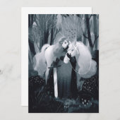 Dame met een zwaard en een witte paard zwart-wit kaart (Voorkant / Achterkant)