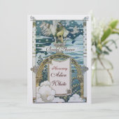 DAME MET EENHOORN BRUIDSSLUIER FEESTJE Ijs Kaart (Staand voorkant)