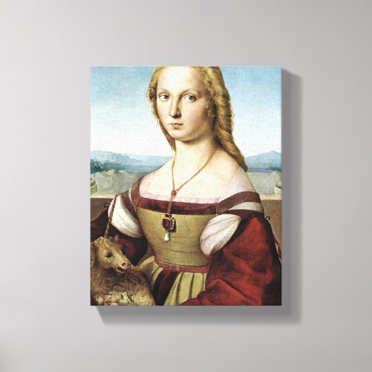Dame met eenhoorn - Raphael - c1506 Canvas Afdruk (Voorkant)