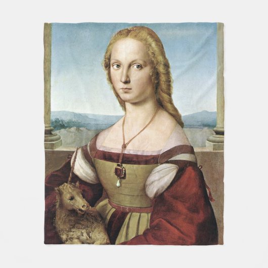 Dame met eenhoorn - Raphael - c1506 Fleece Deken (Voorkant)