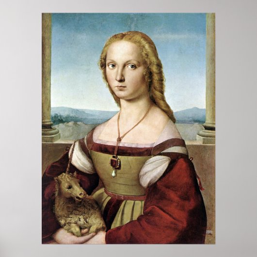 Dame met eenhoorn - Raphael - c1506 Poster (Voorkant)