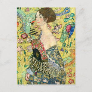 Dame met Fan - Gustav Klimt Briefkaart