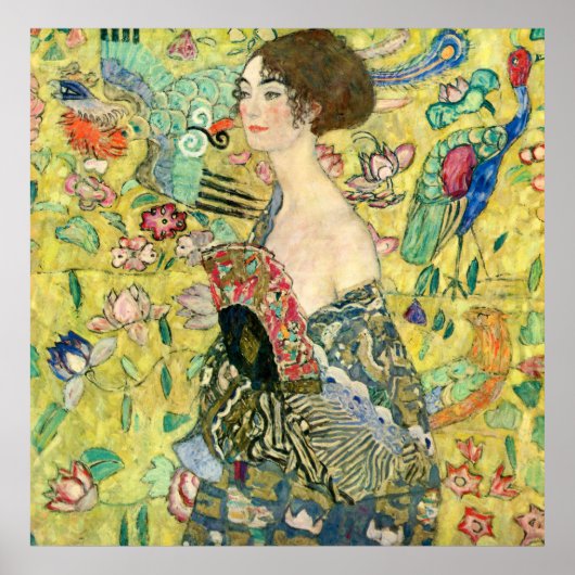 Dame met Fan - Gustav Klimt Poster (Voorkant)