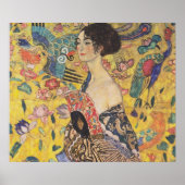Dame met Fan - Gustav Klimt Poster (Voorkant)