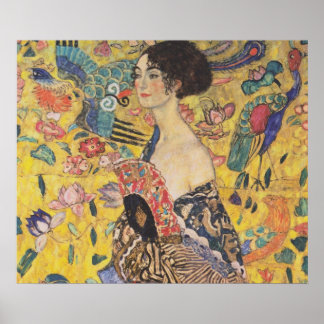 Dame met Fan - Gustav Klimt Poster