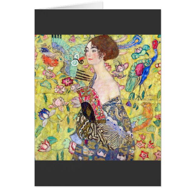 Dame met fan van Gustav Klimt (Voorkant)