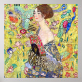 Dame met fan van Gustav Klimt Poster (Voorkant)