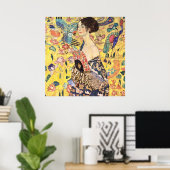 Dame met Fan van Gustav Klimt Poster (Thuiskantoor)