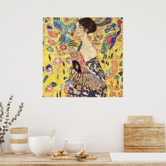 Dame met Fan van Gustav Klimt Poster (Keuken)
