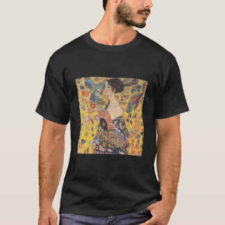 Dame met fan van Gustav Klimt T-shirt