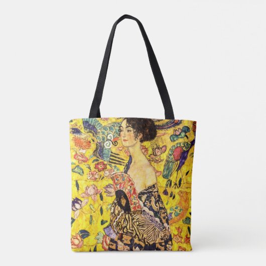 Dame met Fan van Gustav Klimt Tote Bag (Achterkant)