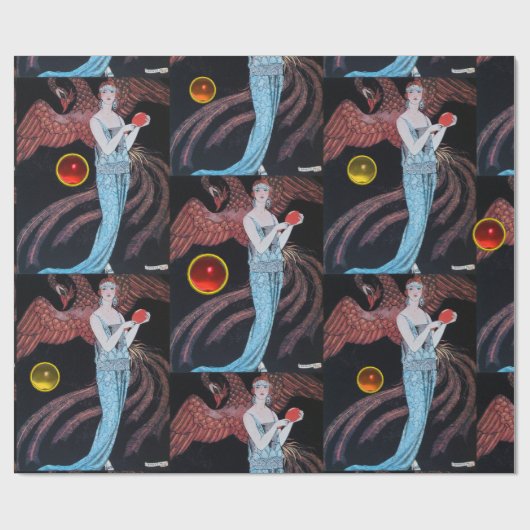 DAME MET FENIX, ART DECO SCHOONHEID MODIEUZE KLEDI CADEAUPAPIER (Vlak)