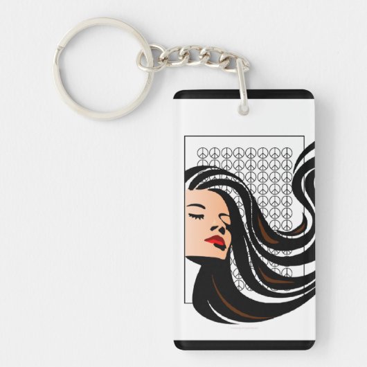 Dame met Fstromend Hair Keychian- Sleutelhanger (Voorkant)