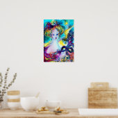 DAME MET GEVERD MASKER Venetiaanse Maskerade Nacht Poster (Keuken)