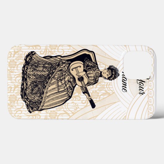 dame met gitaar Case-Mate iPhone case (Achterkant (horizontaal))