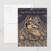 Dame met gitaar feestdagenkaart (Voorkant / Achterkant)