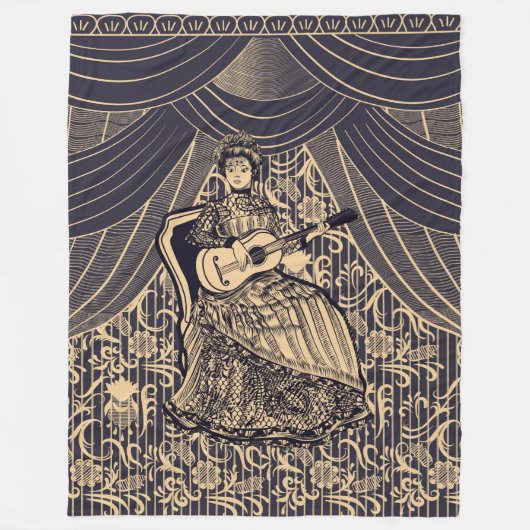 Dame met gitaar fleece deken (Voorkant)