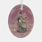 Dame met gitaar glas ornament (Voorkant Rechts)