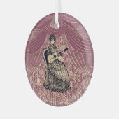 Dame met gitaar glas ornament (Voorkant links)