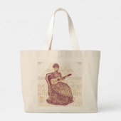Dame met gitaar grote tote bag (Achterkant)