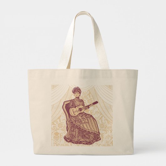 Dame met gitaar grote tote bag (Achterkant)