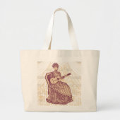 Dame met gitaar grote tote bag (Voorkant)