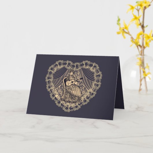 Dame met gitaar kaart (Gele Bloem)