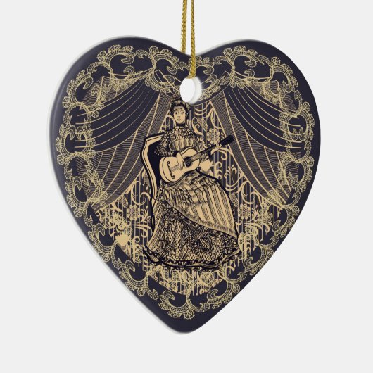 Dame met gitaar keramisch ornament (Rechts)