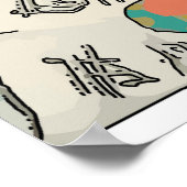 Dame met gitaar & Koffiebeker, voeg tekst toe Poster (Hoek)