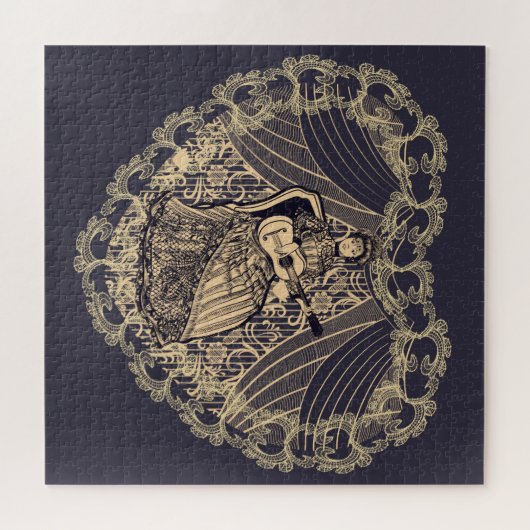 Dame met gitaar legpuzzel (Horizontaal)