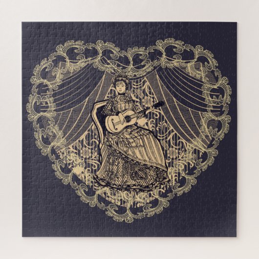 Dame met gitaar legpuzzel (Verticaal)