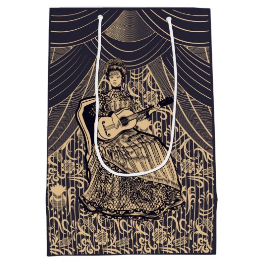 Dame met gitaar medium cadeauzakje (Achterkant)