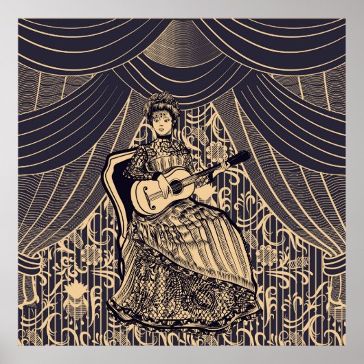 Dame met gitaar poster (Voorkant)