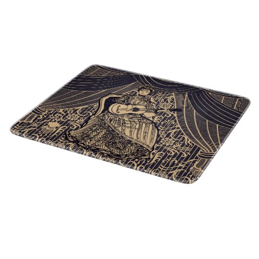 Dame met gitaar snijplank (Hoek)