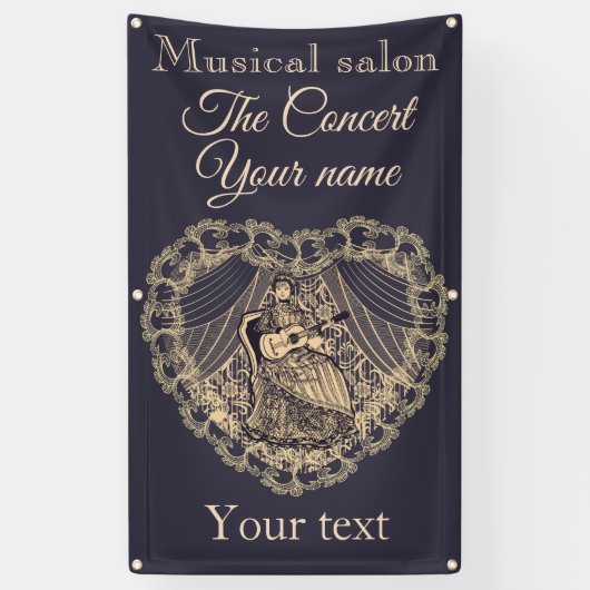 Dame met gitaar spandoek (Verticaal)