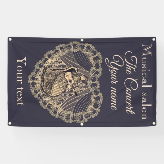 Dame met gitaar spandoek (Horizontaal)