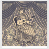 Dame met gitaar sticker (Vel)