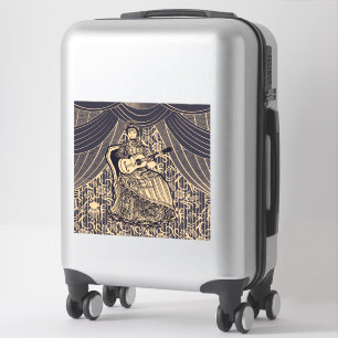 Dame met gitaar sticker